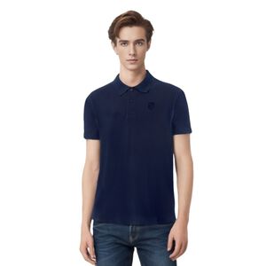 NAVY RUBBERED CREST POLO