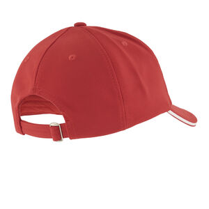 Red Kids Cap with Red-and-White Vertical Stripes