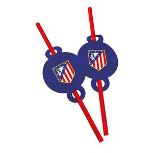 Straws crest blue background stripes 6 pieces