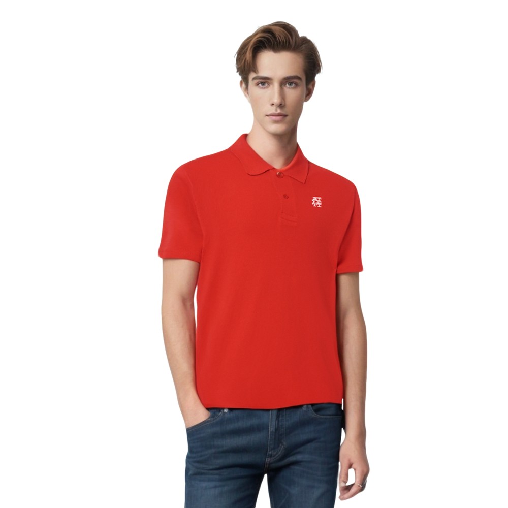 RED EMBROIDERED PATCH POLO image number null